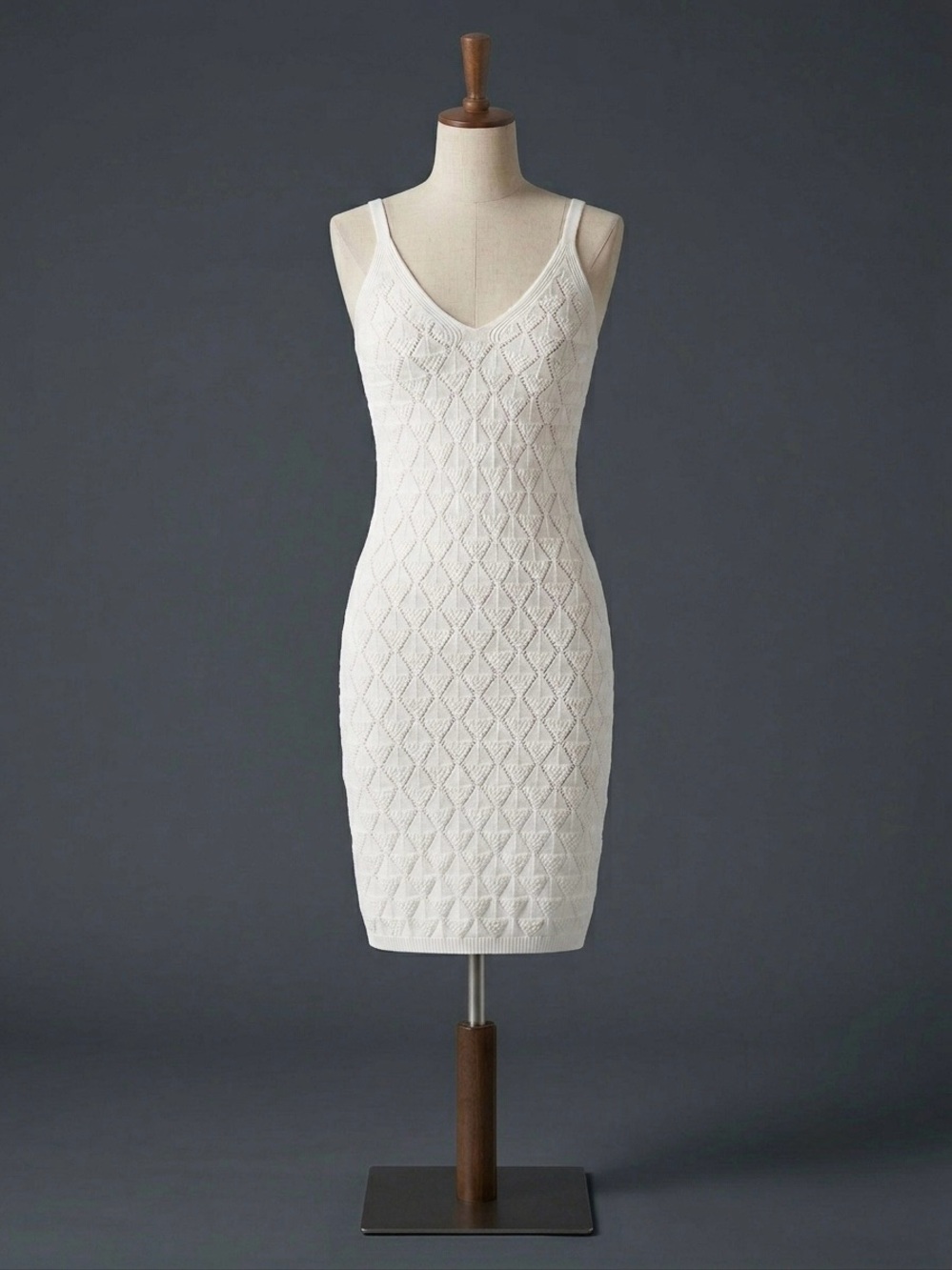 Boho Chic Minimalist cottom crochet fitted bodycon midi dressSz S